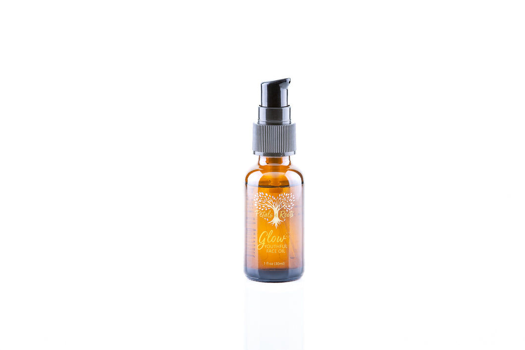 Glow Youthful Face Oil, organic jojoba and organic argan oils with a blend of powerful anti-aging pure essential oils, improved skin tone for aging skin, light and easily absorbed, nutrient rich, featuring organic pomegranate and organic rosehip, cleanse moisturize and repair daily with one all natural product